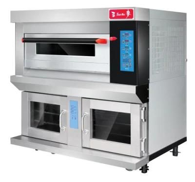 Commercial Gas Combination Oven 1 Deck 1 Tray Baking with 6 Trays Proofer Toast Bread ...