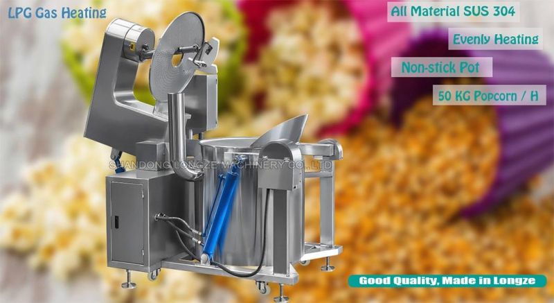 Industrial Automatic Super Capacity Popcorn Production Line Commercial Gas Popcorn Machine on Hot Sale