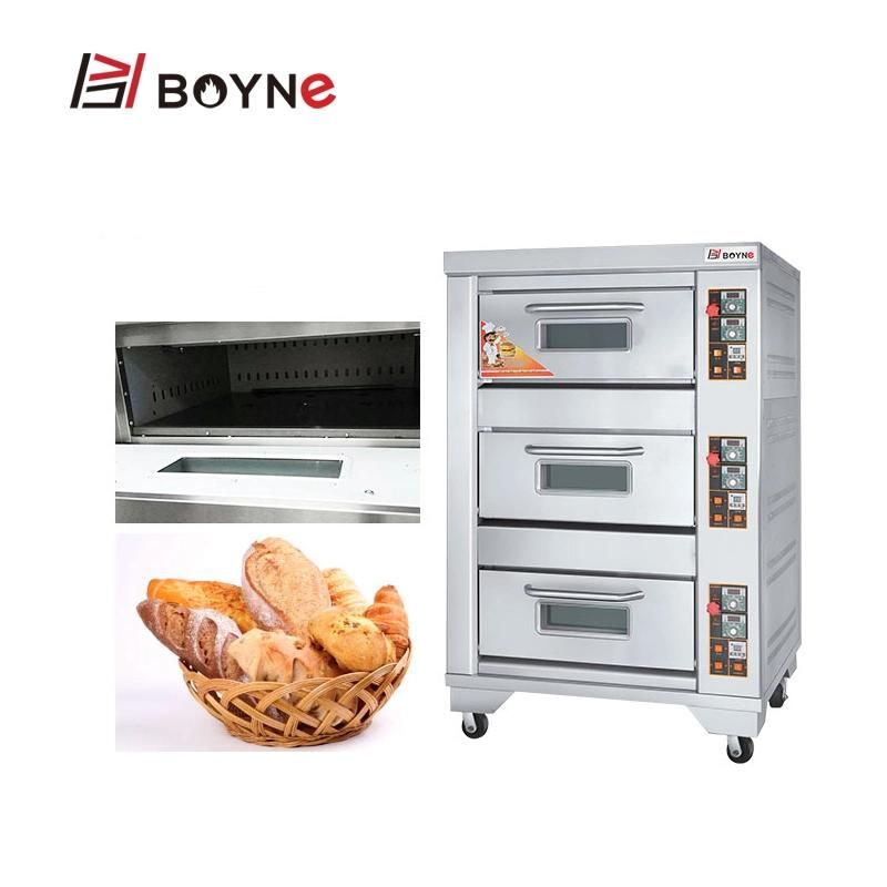 Commercial Quality High Temperature Three Deck Three Tray Gas Baking Oven
