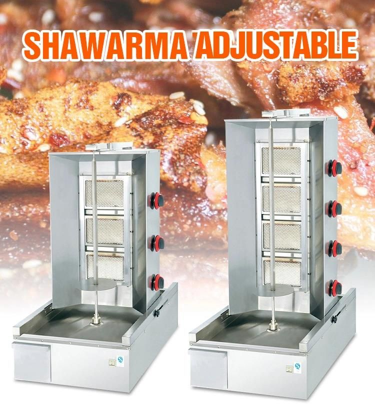 Gas Shawarma Adjustable Stove Autorotation with Four Switch Commercial Using