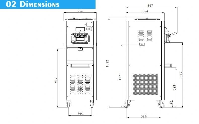 Space Soft Ice Cream Machine Frozen Yogurt Machine with Ce ETL