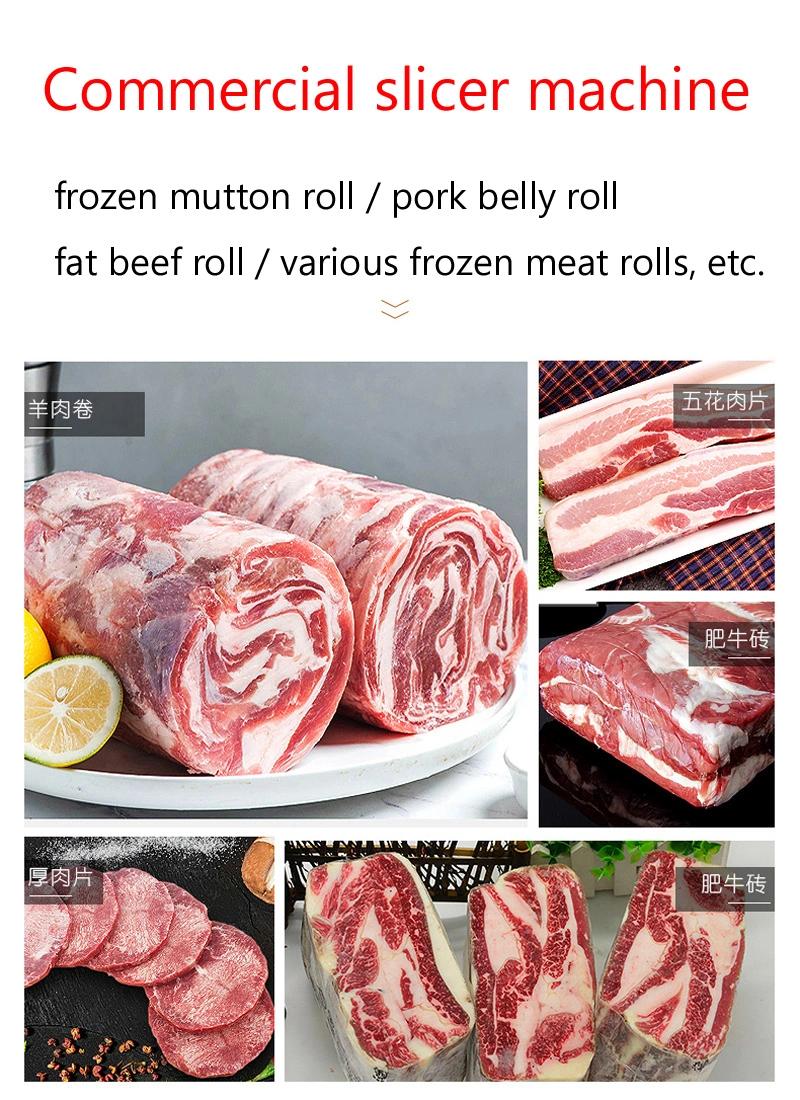 Commercial Automatic Double Volume Roll Electric Frozen Meat Machines Fat Cattle Mutton Roll Frozen Meat Slicer Meat Cutting Machine