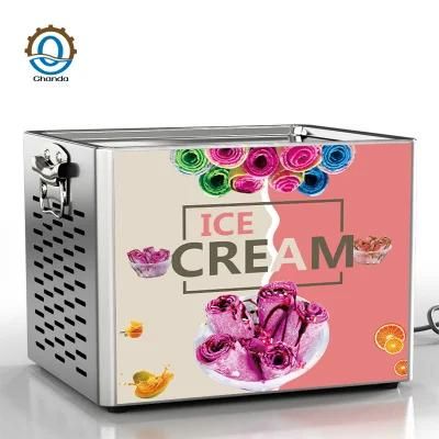 Hot Sales Street Food Solid Frozen Fried Fruit Ice Cream Roll Machine with Freezer