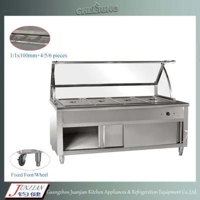 4pan Stainless Steel Commercial Fast Food Buffet Display Warmer Trolly