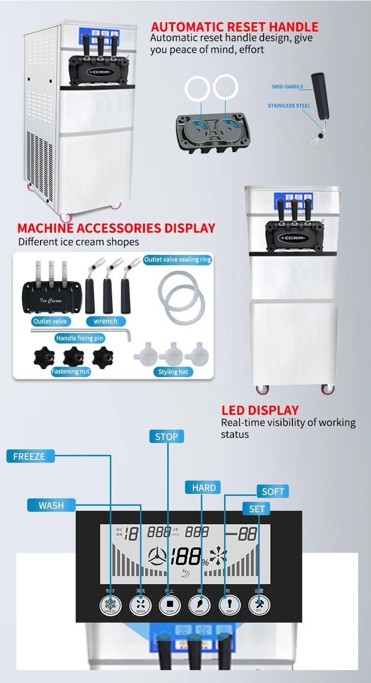 Bt-D648 48L/H Soft Serve Ice Cream Machine with Air Pump