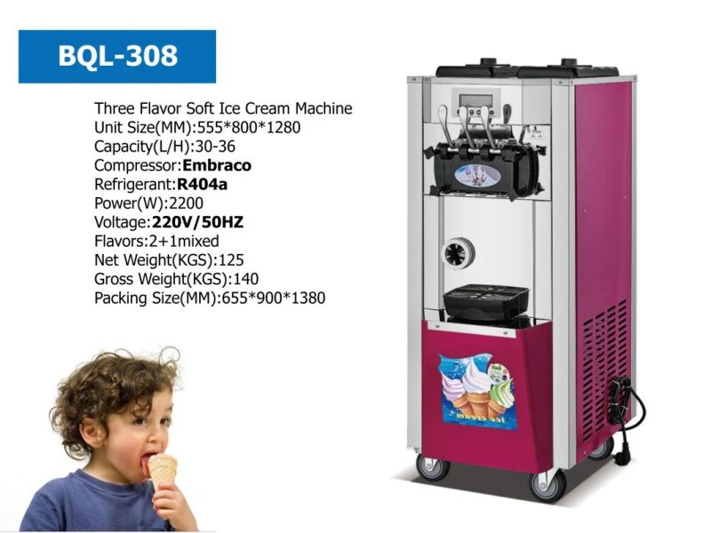 Wiberda Factory Made Commercial Three Flavors Ice Cream Machine Maker for Restaurant Use