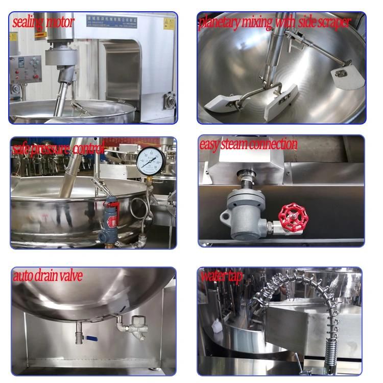 China Factory Industrial Commercial Steam Jacketed Vessel for Peanut Candy Sauce on Hot Sale Approved by Ce Certificate