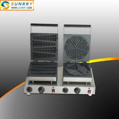 Industrial Lolly Waffle Pressing Machine Maker and Heart Shape Waffle Baker