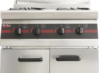 Commercial Kitchen 4 Burner Freestanding Gas Stove with Cabinet Industrial LPG Burner ...
