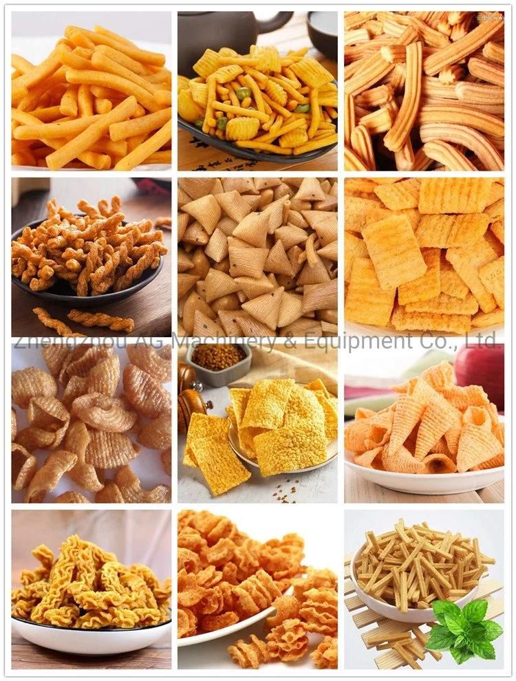 Fried Flour Corn Bugles Chips Pellets Extruder Frying Snack Food Process Line