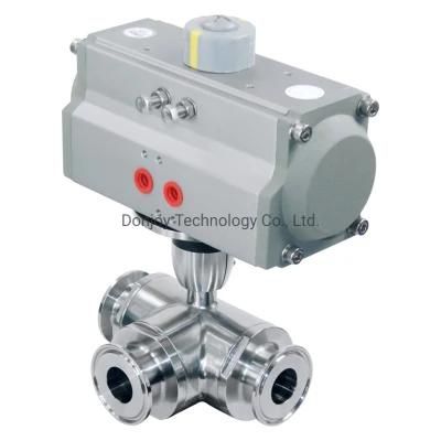 CE Hygienic 3-Way Ball Valve with Horizonal Actuator