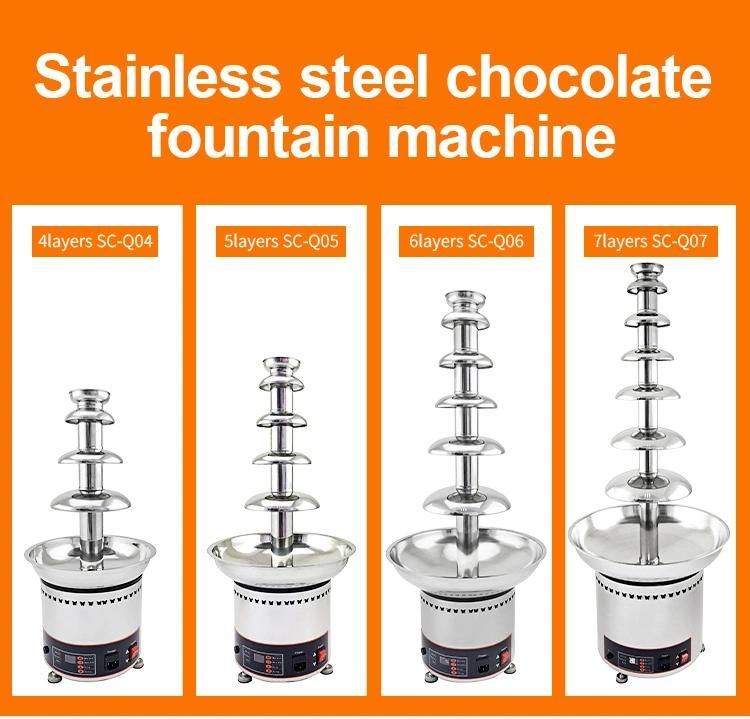 304 Stainless Steel Commercial Electric Chocolate Fountain Machine 5 Layers