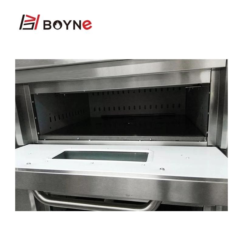 Stainless Steel Commercial Bakery Kitchen Equipment Gas Two Deck Two Trays Oven