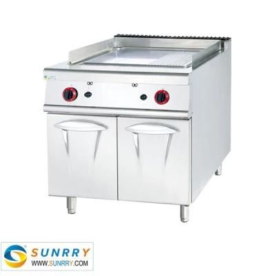 Gas Grooved Flat Griddle and Grill Stove with Cabinet