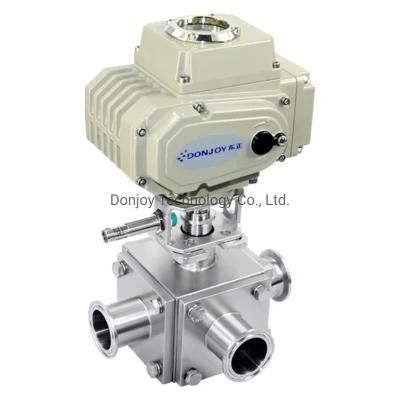 ISO 90001 Sanitary 3-Way Ball Valve with Electric Actuator