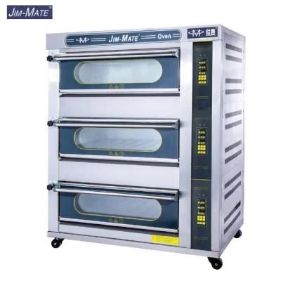 Bakery Equipment 3 Deck 6 Trays Kitchen Equipment Intelligent Gas Deck Oven