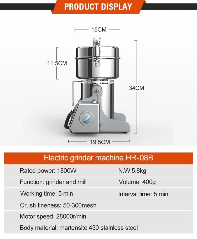 Commercial Dry Spice Grinder Mini Grain Mill Grain Grinding Machine Fine Grinder Flour Mill Coffee Bean Grinder