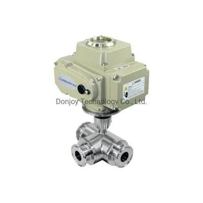 CE Hygienic 3-Way Ball Valve with Electric Actuator