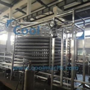 IQF Hamburger Patty Air Chiller Spiral Blast Freezer for Sea Food Equipment