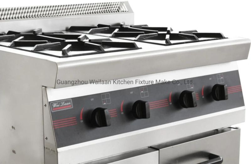 Commercial Kitchen Professional 4 Burner Gas Cooking Range Cookware Prices Industrial Gas Stove with Cabinet