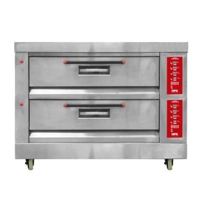 Bakery Equipment 2 Decks 4/6 Trays Gas Pizza Oven with Steamer