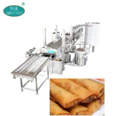 Korean Deep Fried Seaweed Spring Rolls Frying and Deoiling Processing Line