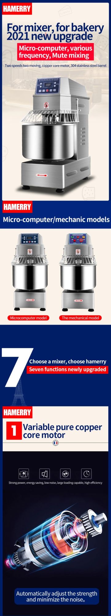 20L Timing Setup Flour Mixing Machinery Commercial Dough Kneader Spiral Dough Mixer
