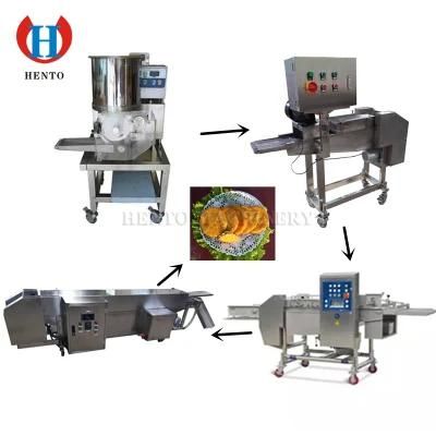 High Efficiency Electric Burger Patty Forming Sizing Crumb Frying Machine / Automatic ...
