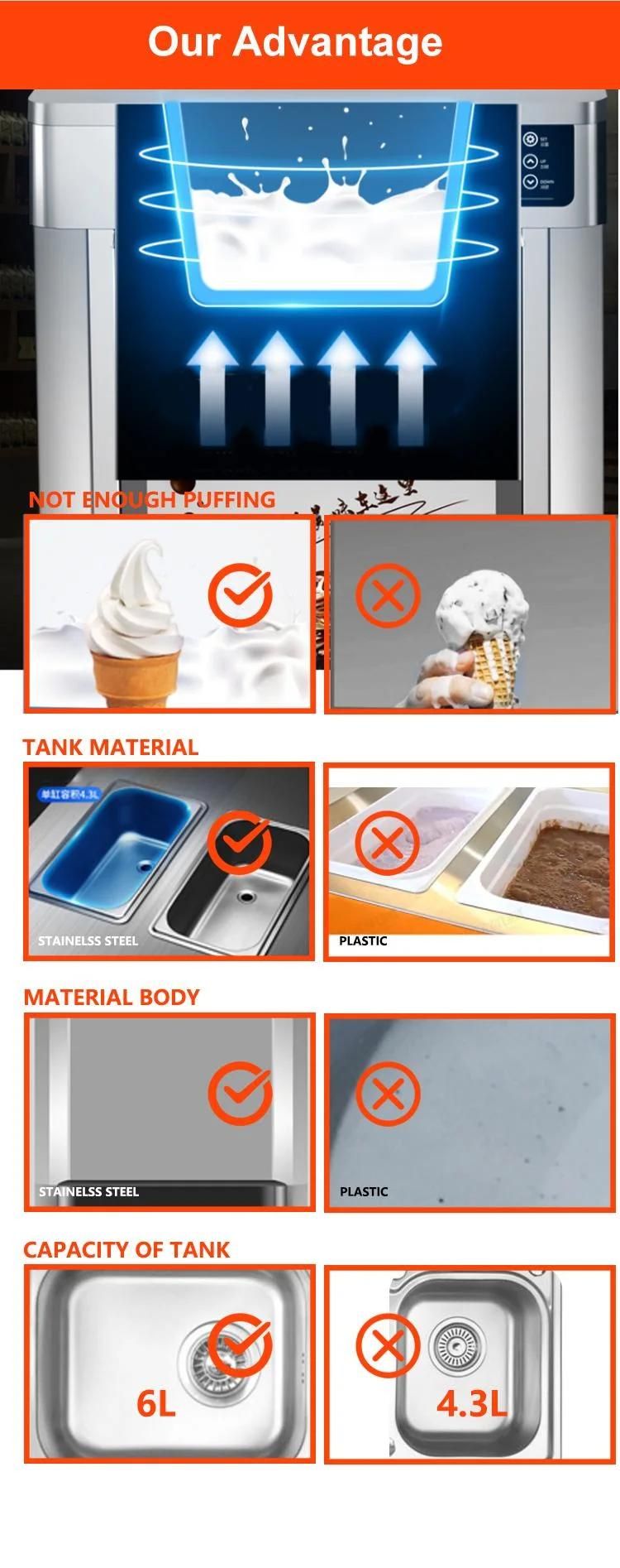 28L/H Production Capacity Three Flvours Commercial Soft Ice Cream Machine