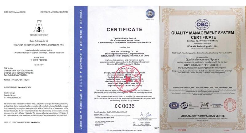 Us 3A Certification 3-PC Ball Valve with Flange Connection