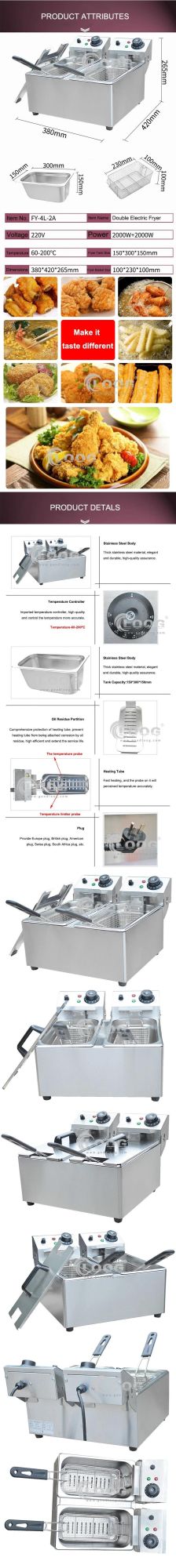 CE Certificated Double Basket Commercial Electric Deep Fat Potato Fryer Commercial Deep Fryer for Sale