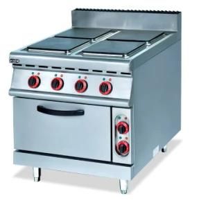 High Quality Kitchen Equipment Electric Cooking Range with 4 Square Hot Plates with Oven