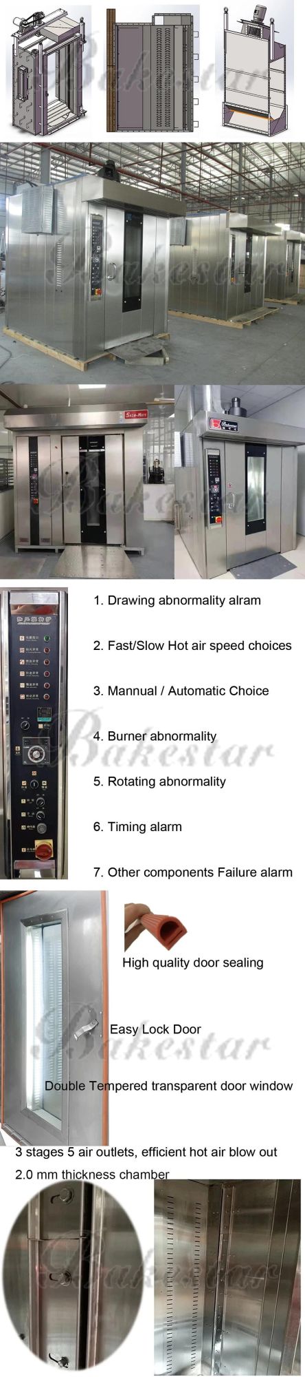 Factory Direct Sales Bakery Electric Baking Rotary Oven, Hot Air 64 Tray Electrical Rotary Oven