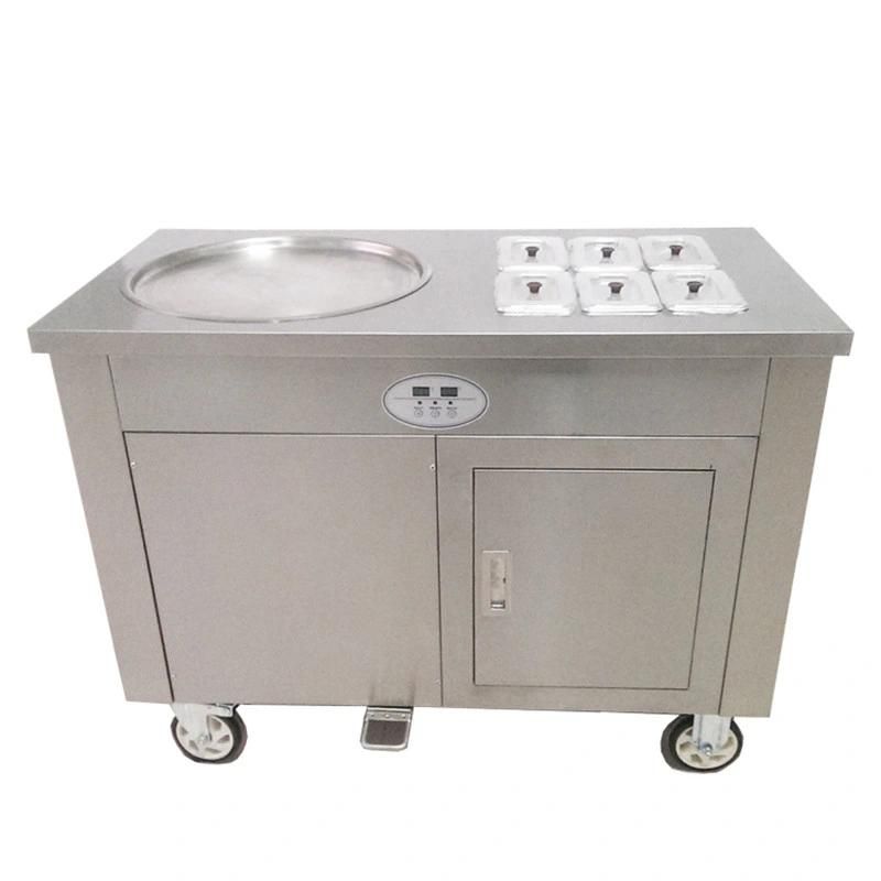 Single Pan Fried Ice Cream Machine for Delicious Fruit Juice Ice Cream Rolls Making 220V50Hz with Arylic Screen