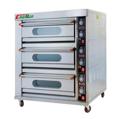 Commercial Kitchen Baking Equipment Bakery Machine 3 Deck 6 Trays Electric Pizza Oven Food ...