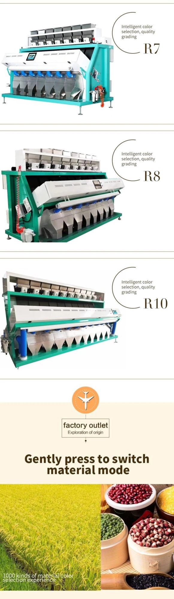 CCD Photo Processing Grain Color Sorter Processing Machine