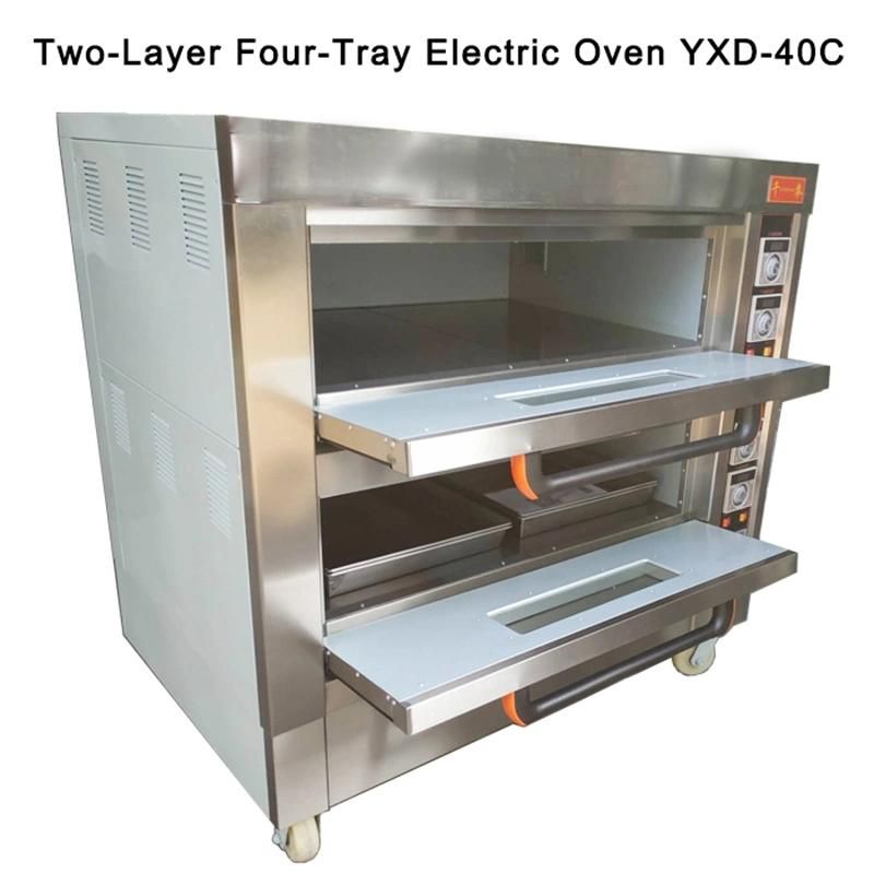 Qianmai Gas Deck Oven Baking Machine Commercial Bakery Equipment Pizza Commercial Baking Equipment Pizza Oven with 2 Deck 4trys