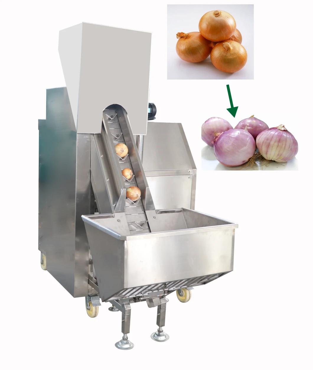 Three Belt Onion Root Cutting and Peeling Machine Production Line/ Onion Processing Machine Line/ Onion Peeling Machine Line