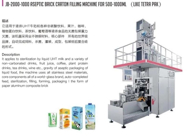 Ws Automatic Milk Aseptic Carton Filling Machine