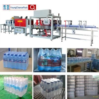 Square Bottle Packing Machine with Lane Divider and Shrink Wrapper