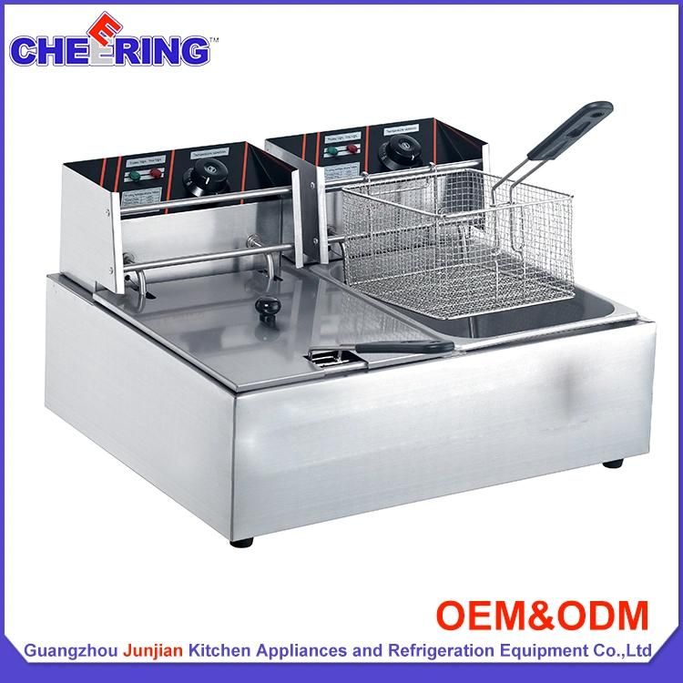 5.5L+5.5L Commercial Stainless Steel Electric Deep Fryer (2-Tank, 2-Basket)