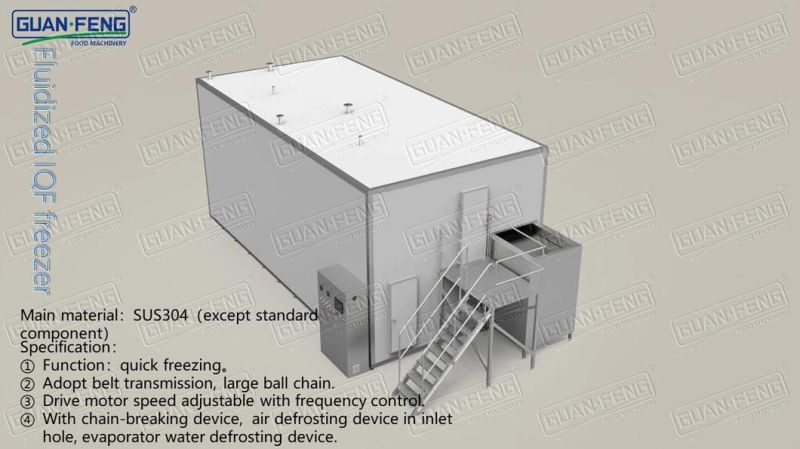 1000kg/H IQF Fluidized Quick Freezing Machine for Peas