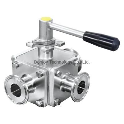 CE Sanitary 3-Way Ball Valve with Pull Handle