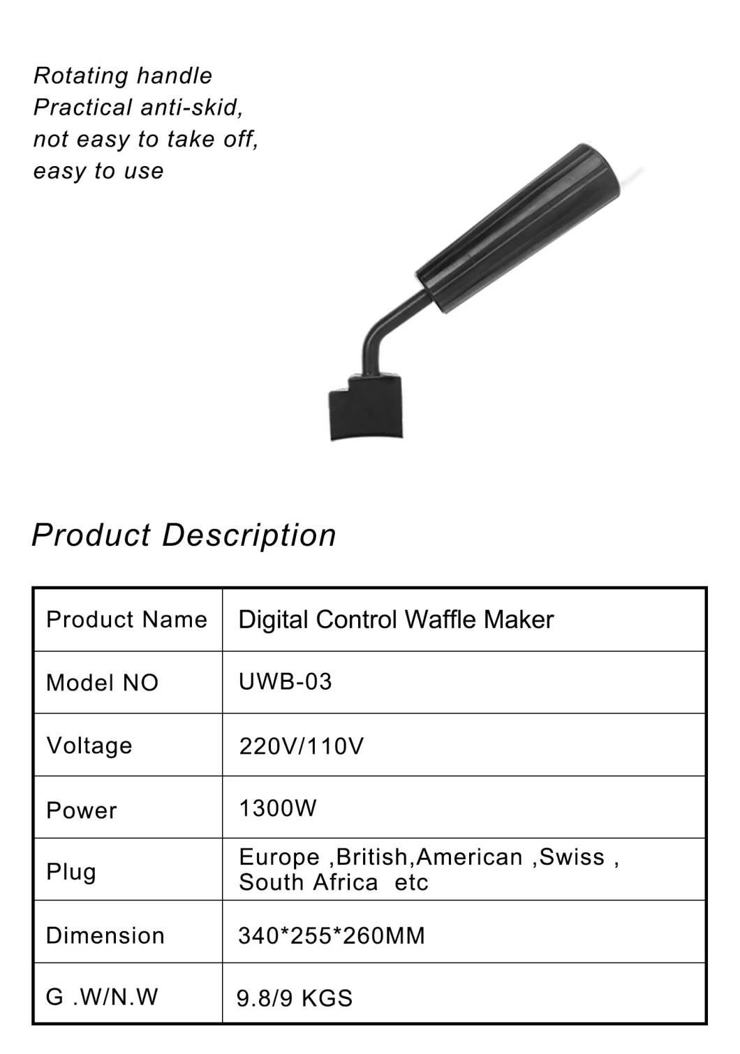 Commercial Rotate Waffle Baker Electric Waffle-Maker for Dessert Coffee Shop