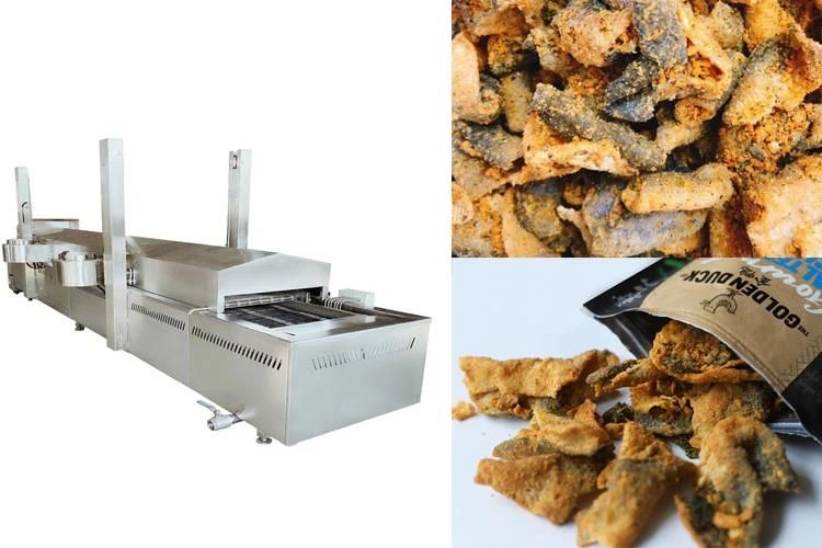 Continuous Deep Frying Machinery Conveyor Fish Skin Fryer Machine