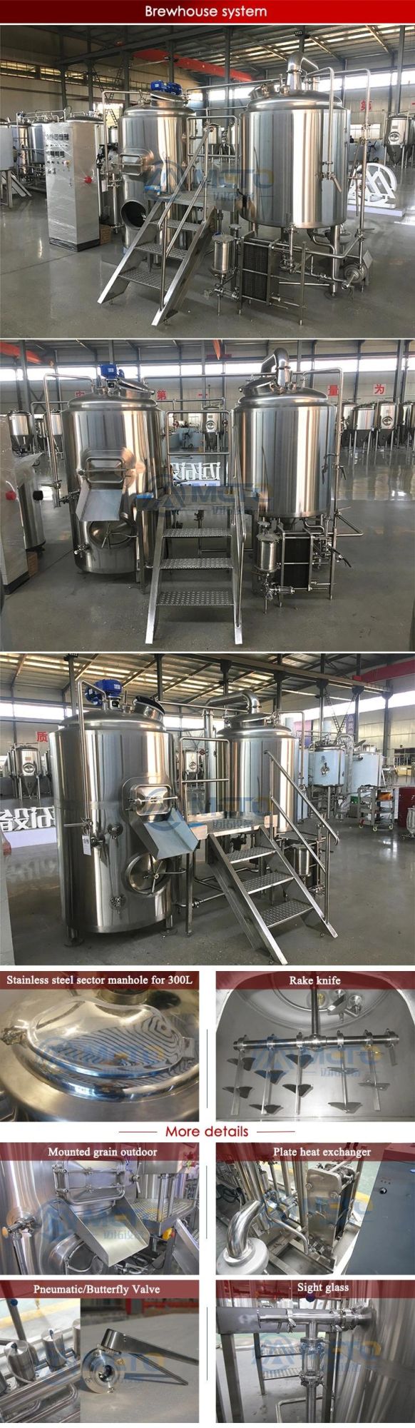 300L 2 Vessels SUS304 Micro Brewery Equipment for Beer Pub