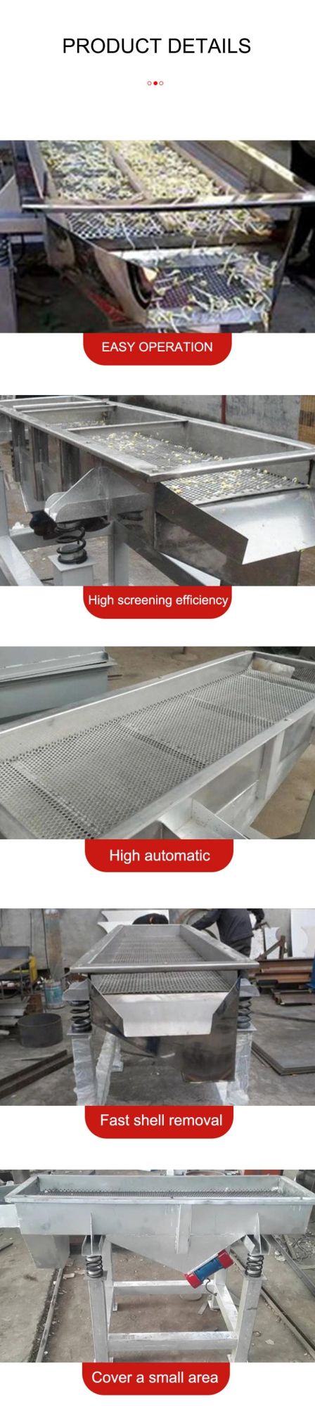 Electric Linear Vibratory Screen Mung Bean Sprouts Shaker Peeling Machine Bean Sprout Vibrating Separator