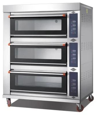 Commercial Kitchen Baking Machine Bakery Machinery 3 Deck 6 Tray Luxury Electric Oven