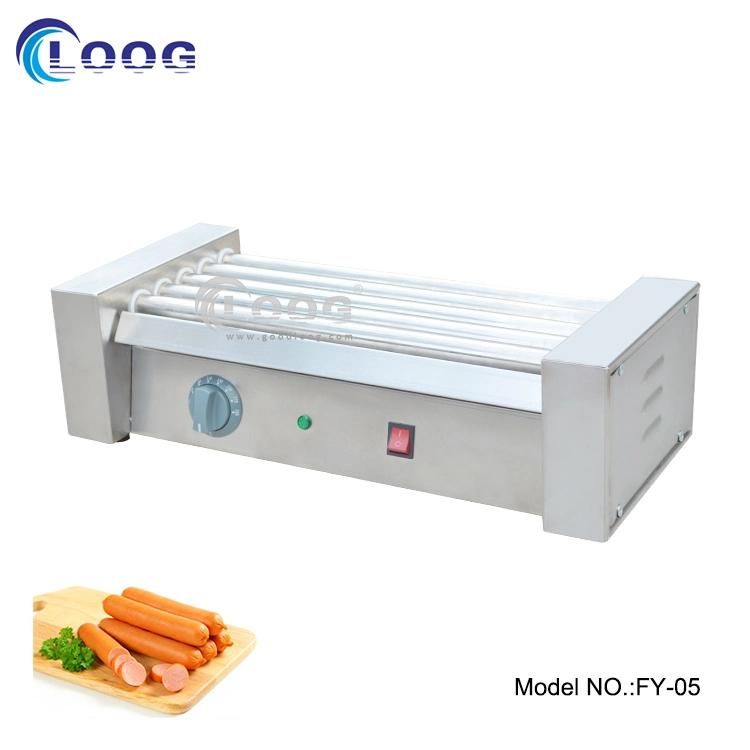 110V Electric Snack Equipment Commercial Lolly Bread Sausage Making Machine 5 Stick Hot Dog Rotating Hotdog Grill Maker with Ce Certificate