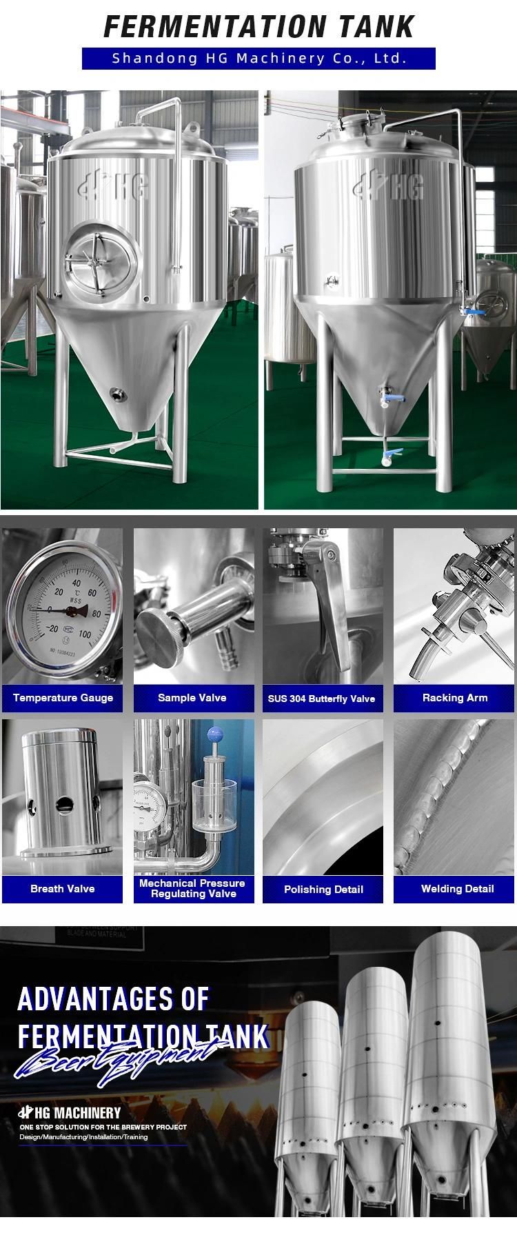 2000 Liter Stainless Steel Fermentation Tank Mirrors Cooling Jacketed Conical Beer Fermenter Temperature Control